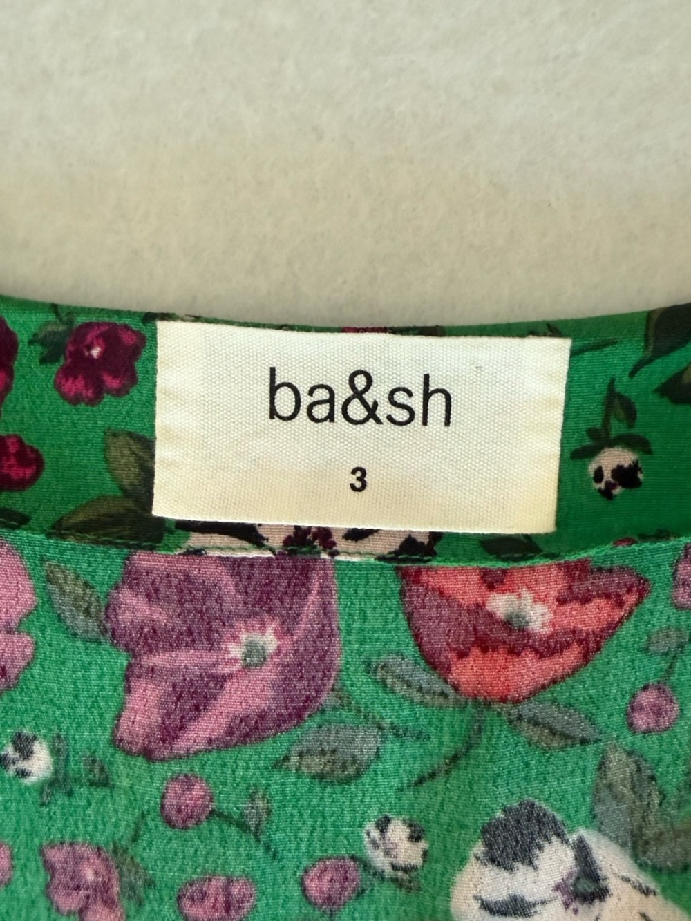 ba&sh Paloma Green Floral Wrap Midi Dress Ruffle High Low Hem Size 3 US 10 - Picture 5 of 16